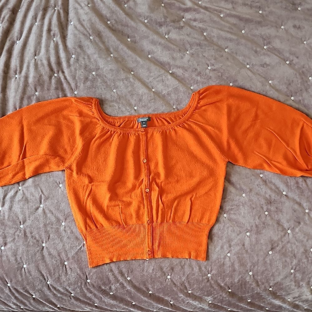 Muse Vibrant Orange Knit Top, Size S